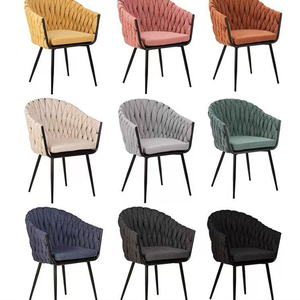 Chaise de salle <span class=keywords><strong>à</strong></span> manger en velours avec pieds en métal, tabouret de maquillage avec dossier démontable <span class=keywords><strong>pour</strong></span> chambre <span class=keywords><strong>à</strong></span> coucher, salon de manucure - Product Image 2