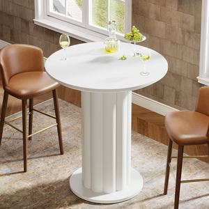 Mesa de Bar Moderna de 39 Pulgadas de Alto con Base de Pilar Romano, Mesa de Comedor de MDF, Mesa Alta de Cocina, Mesa de Desayuno, Mesa de Barra para el Hogar, Mesa de Pub - Product Image 3