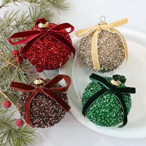 Ensemble de 6 boules de Noël colorées de luxe de 8 cm, incassables, en forme de nœud, pour la décoration de l'arbre de Noël, la décoration de la maison et les fêtes - Product Image 2