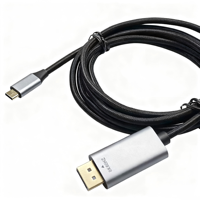 Cable USB-C a DP Macho-Macho 8K60Hz Ultra HD con Carcasa de Aluminio y Cubierta de Nylon/PVC para Computadora, Teléfono, Tablet, Monitor, Proyector