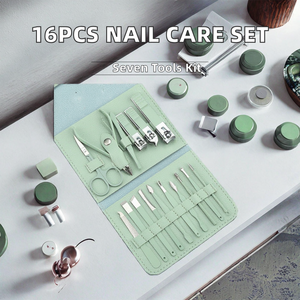 16pcs Professional 7 in 1 Eco-friendly Stainless Steel <b>Nail</b> Clipper Set Cuticle Nippers Travel <b>Case</b> Manicure Pedicure Care Tools - Product Image 2