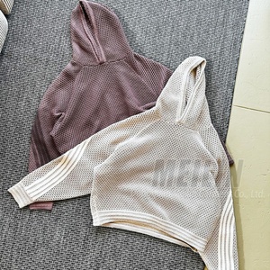 Sweat à capuche respirant en maille avec logo personnalisé, unisexe, haute qualité, coupe oversize, épaules tombantes, rayé – Fabricant - Product Image 1