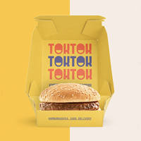 Easy Assembly Custom Logo Printing Fast Food Disposable Foldable Paper Burger Box for Catering Service Packaging