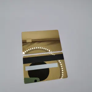 Debit Mirror Gold Blank metal credit card 24K mirror gold Visa Credit Card Debit Card Emv Chip 4442 4428 Stainless Steel with M