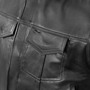 Gilet de moto pour homme en cuir noir Chaos Premium à double fermeture MLVSM5004 fabriqué aux États-Unis 2025 - Product Image 2