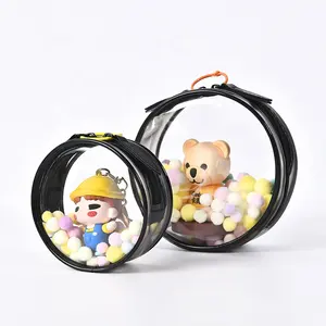 Cylinders Pouches Traveling Bags for Girls Women Clear Action Figures Toy Display Case Cute Rabbit Ears Babydoll Storage Bags