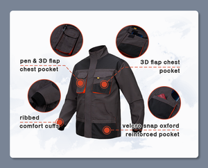 ชุดทำงานผ้าแคนวาสสำหรับผู้ชาย ทนทานอเนกประสงค์ เสื้อแจ็คเก็ตและกางเกงสำหรับงานอุตสาหกรรมและทำสวน มีกระเป๋าหลายช่อง - Product Image 5