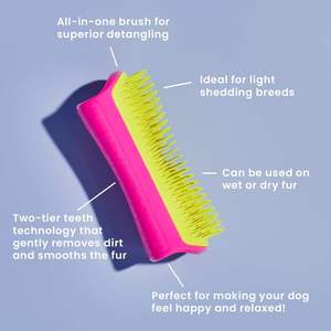 แปรงกรูมมิ่งสุนัขพลาสติกขนาดใหญ่ <span class=keywords><strong>Tangle</strong></span> <span class=keywords><strong>Teezer</strong></span> สำหรับสางขนแห้งและอาบน้ำ ใช้งานง่าย สีชมพูและสีเหลือง - Product Image 4