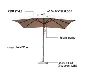 Grand parasol de plage extérieur anti-UV avec logo personnalisé, 4/6/8 <span class=keywords><strong>baleines</strong></span> en bois, commande manuelle, imprimé, pour l'Italie Big Whale - Product Image 3