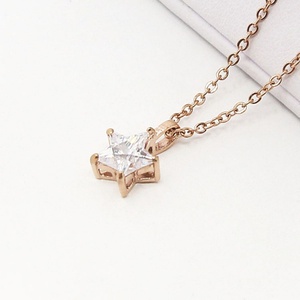 สร้อยคอรูปดาวประดับคริสตัลเพชรทองคำขาวสแตนเลสขายดี - Product Image 1