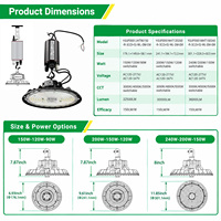 Lampes LED UFO haute luminosité IP65 étanches 150lm/W 150W 200W 240W avec driver d'urgence pour usine