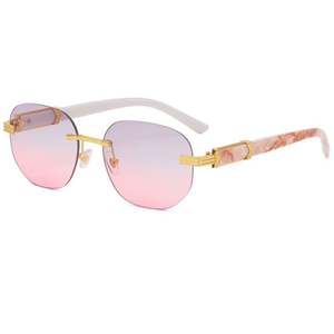Gafas de Sol Cuadradas Sin Montura con Lentes Transparentes Degradados en Tonos Oceánicos, Estilo Retro 2021 para Hombre y Mujer, Protección UV400, Gafas de Sol Poligonales - Product Image 4