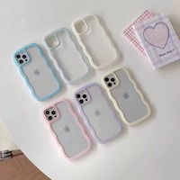 Coque de téléphone antichoc avec cadre ondulé tendance pour iPhone 17 16 15 11 12 13 14 Pro Max X XR XS 7 8 Plus