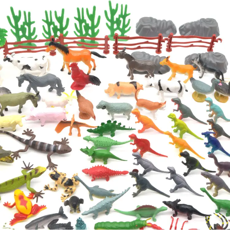 Groothandel Bulk Zee Wilde Dinosaurus Insect Live Boerderij Dieren Speelgoed Plastic Koe Kat Kip Gans Hond Konijn Varken Eend Paard Miniatuur