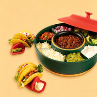 Ensemble de service pour fête Taco Bar, direct usine, avec pot chauffant 870 ml, 4 supports pour tacos et plateau rotatif amovible