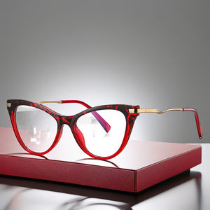 Visualmate 레오파드 안티 블루 라이트 컴퓨터 안경 처방 근시 안구 대형 프레임 고양이 눈 광학 안경 프레임 - Product Image 1