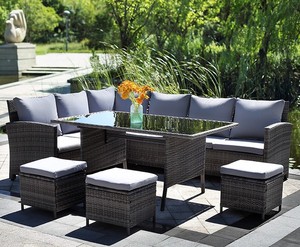 Conjunto de muebles modernos de ratán para exteriores, conjunto de comedor en forma de <span class=keywords><strong>L</strong></span> para jardín - Product Image 4