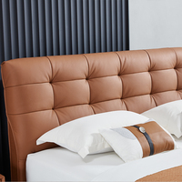 Großhandelspreis Modernes Lederbett-Set in Kingsize mit Verstellbarem Gepolstertem Weichem Kopfteil, Queensize-Bett, Umweltfreundlich