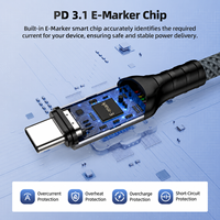 Kabel USB4 40Gbps 240W USB C ke USB C 8K 60Hz PD 3.1 Pengisian Cepat Kabel Data Berlapis untuk Laptop Monitor