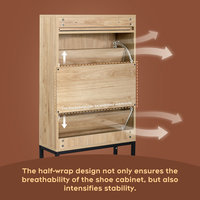 Étagère à chaussures moderne de luxe à bascule et à bascule avec tiroirs Armoire de rangement en bois peu encombrante pour meubles de maison ou d'hôtel