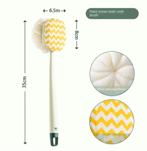 1 cepillo de baño de esponja rosa de pelo largo y suave, cepillo de ducha de doble cara, herramienta exfoliante para espalda - Product Image 6