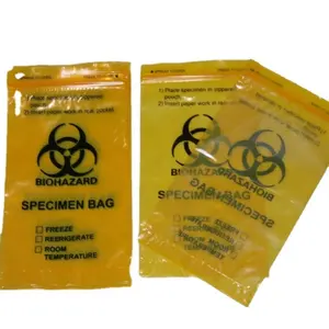 Sacchetto per campioni in polietilene trasparente con stampa personalizzata, sacchetto a chiusura lampo in plastica richiudibile trasparente sacchetti per rischio biologico medico