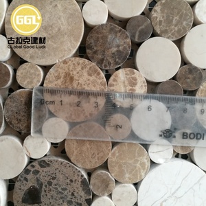 Emperador tối hỗn hợp ánh sáng ngẫu nhiên Penny vòng hình dạng Gạch Mosaic cho phòng tắm tường trang trí - Product Image 4