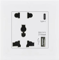 Prise universelle EU/UK/AU avec prise de courant de taille 86, 5 prises, ports de charge USB-C/USB-A, utilisation à l'hôpital, à domicile, en entreprise