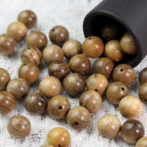 Natural Solid <b>Wood</b> Golden <b>Silk</b> Nanmu Beads 10mm <b>Polished</b> Scattered Beads For DIY Buddhist Prayer Bracelet Accessories - Product Image 2