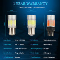 Canbus 144SMD 2016 ampoule LED rouge voiture clignotant pas d'erreur Hyper Flash lumière 1156 P21W 7440 W21W avec ventilateur