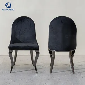 Chaises de salle à manger en titane noir tissus d'ameublement restaurant pologne vente en gros de meubles de salle à manger en acier inoxydable
