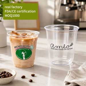 Gobelets en plastique transparents de 12 oz, gobelets jetables en PET pour boissons froides, couvercles en dôme, smoothies, frappés, milkshakes, fournitures pour cafés, logo personnalisé - Product Image 1