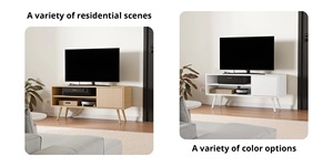 Meuble TV <span class=keywords><strong>en</strong></span> bois facile à assembler moderne du milieu du siècle TV 48 <span class=keywords><strong>pouces</strong></span> avec station de charge support TV pour salon - Product Image 4