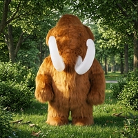 Costume en peluche de mamouth à dents blanches, mascotte de scène préhistorique de l'ère glaciaire, pour la création d'ambiance dans les sites touristiques et les défilés de rue