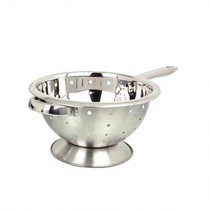 Stainless Steel Deep Colander Long Handle Multipurpose Fruit Vegetable Durable Kitchen <b>Strainer</b> Washing Draining Cooking - Product Image 1