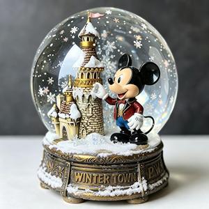 Figurine en résine, ornement de Noël de bureau, globe à neige de marque, <span class=keywords><strong>tour</strong></span> de conte de fées hivernal populaire, boule de neige en verre avec souris de <span class=keywords><strong>dessin</strong></span> <span class=keywords><strong>animé</strong></span> - Product Image 2