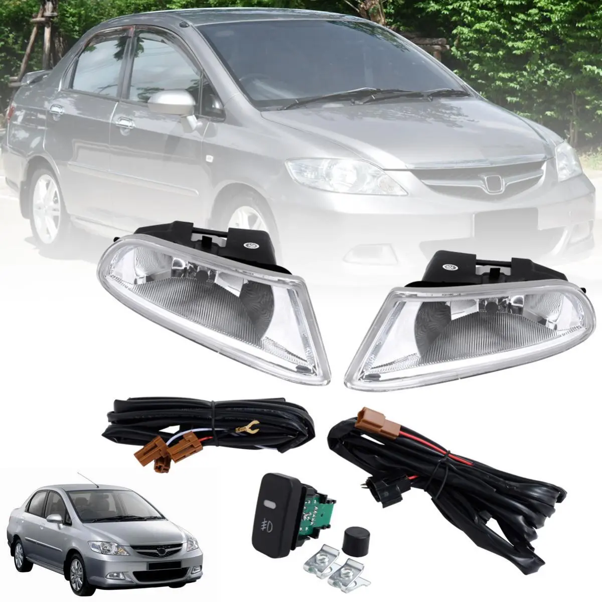 a:) 様 Fog Light Spot Lights for Honda City GD6 GD8 ZX Facelift