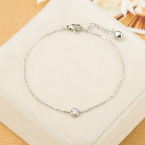 Pulsera de acero de titanio para mujer, oro rosa, diamante redondo incrustado, joyería minimalista para uso diario AD1008 - Product Image 3