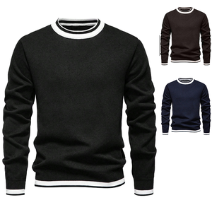 Pull-over pour homme anti-rides, col rond léger, en maille épaisse, coupe oversize, manches classiques, motif uni, idéal pour l'hiver - Product Image 1