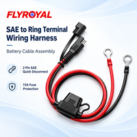 Câble de batterie pour moto et camion, faisceau de câblage SAE vers borne annulaire, 16 AWG, 2 broches, fusible 15A, déconnexion rapide