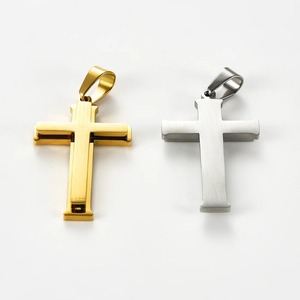 Collier croix double couche en acier inoxydable pour hommes et femmes, pendentif simple couleur or argent, chaîne ras du cou, breloques, bijoux, cadeaux DIY - Product Image 6