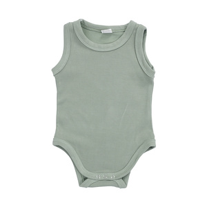 Vente en gros de combinaisons pour bébés filles en coton tricoté sans manches, pour nourrissons et tout-petits, été - Product Image 2
