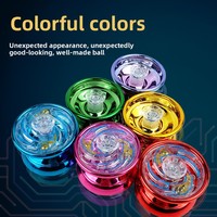 Yo-yo lumineux en alliage, jouet lumineux, yo-yo métallique avec centre transparent, anneau LED pour doigt, cordon tressé pour les tours de yo-yo