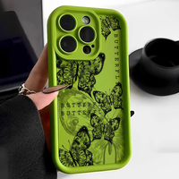 Tendance Artistique Peint À La Main Papillon TPU Téléphone Cas Pour iPhone 15 Pro Max 14 13 12 11 XS Bonbons Givré Antichoc Couverture