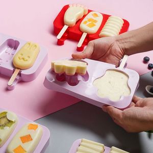 Moule à glace en silicone personnalisé en gros, formes animales, fruits, dessins animés, 3 ou 2 cavités, avec bâtonnets - Product Image 6