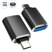 Alliage d'aluminium LED Type-C OTG USB Type C Mâle vers USB A Femelle Adaptateur Convertisseur Pour Macbook samsung Android IOS Iphone OTG