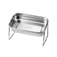 Bol pour chat en acier inoxydable 304 - Plat pour nourriture pour chat - Double bol pour boire et manger en une seule pièce