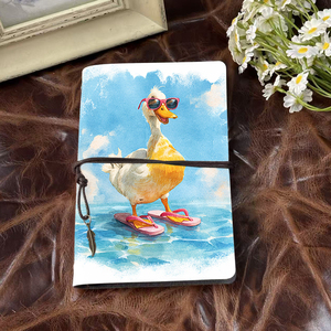 Cahier A6 de style vintage avec fermeture à cravate 160 pages Cadeau de notes de réunion idéal pour les partenaires franchisés avec canard portant <span class=keywords><strong>Sungl</strong></span> - Product Image 2