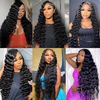 Extensions de cheveux humains Remy à ondulations profondes, 3 paquets avec closure, 100% cheveux vierges brésiliens, double trame machine, naturel