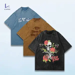 huilin oem manufacturer custom graphic print men oversized t shirt drop shoulder 100% cotton heavy men garment dyed t shirt